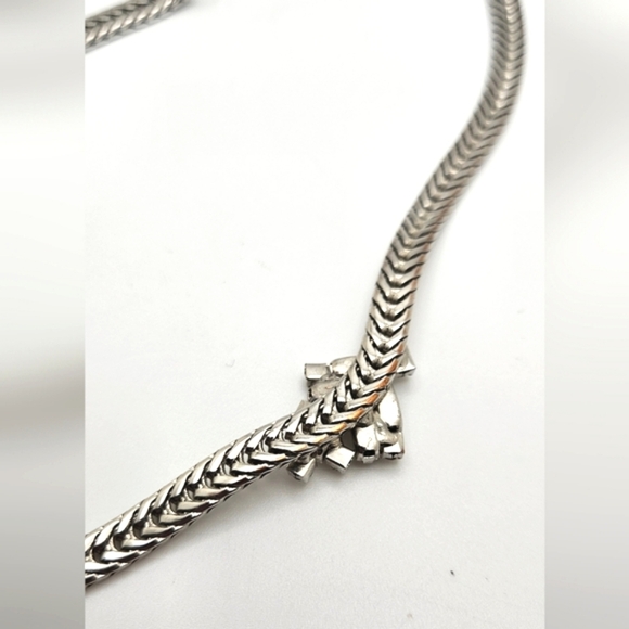 ๐๏ธ FREE ADD ON Vintage Possibly Upcycled Necklace Rhinestones Silver Tone - Picture 5 of 5